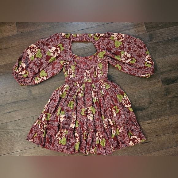 NWT Free People Floral Burgundy Dress - Size XS - Picture 13 of 16